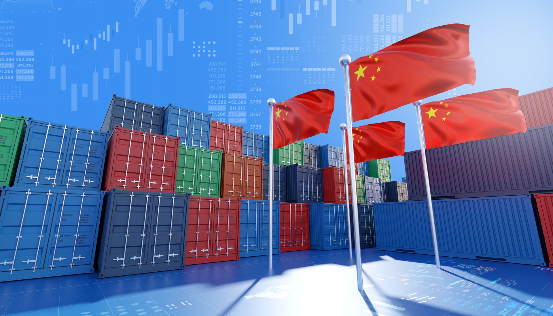 Container for export and import from China, 3d rendering